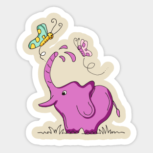 Elephant and Butterfly Sticker